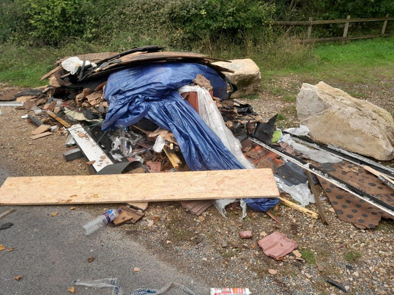 Fly-tip in Embley Wood Lane